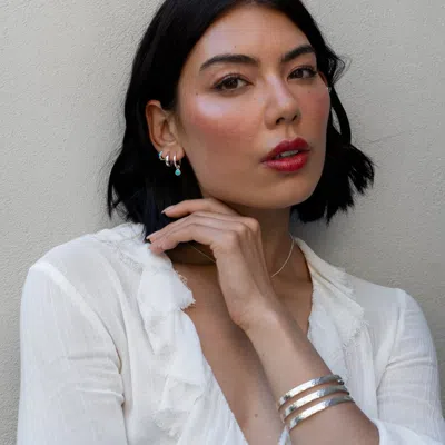 Dower & Hall 14mm Hammered Nomad Hoops In Metallic