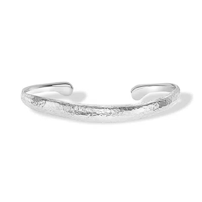 Dower & Hall Curved Nomad Cuff Bangle In Silver