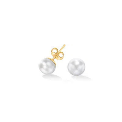 Dower & Hall White Timeless Freshwater Pearl Studs In Silver