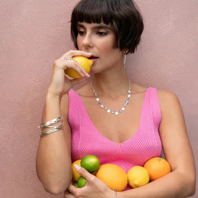 Dower & Hall Hammered Disc And Gemstone Array Necklace In Multi