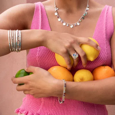 Dower & Hall Round Multi-coloured Gemstone Array Bangle In Multi
