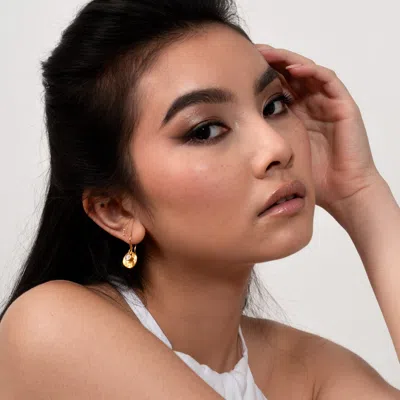 Dower & Hall Hammered Disc & White Topaz Array Drop Earrings In Silver