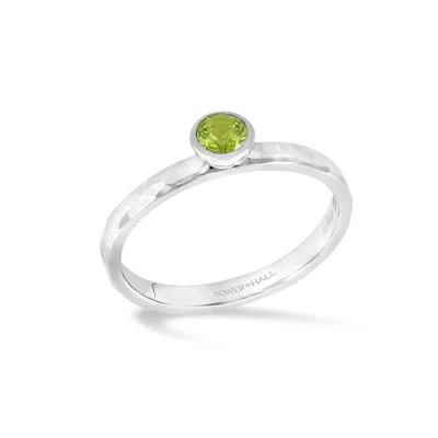 Dower & Hall 4mm Peridot Hammered Twinkle Ring In Silver