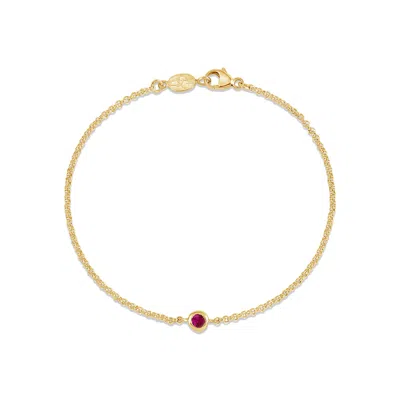 Dower & Hall Single Ruby Dewdrop Chain Bracelet In Metallic