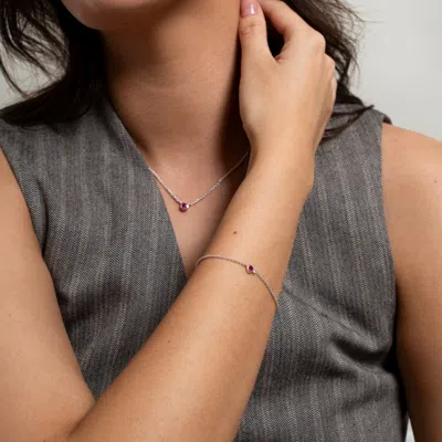 Dower & Hall Single Ruby Dewdrop Chain Bracelet In Metallic