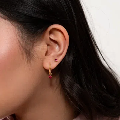 Dower & Hall 3mm Ruby Dewdrop Studs In Metallic