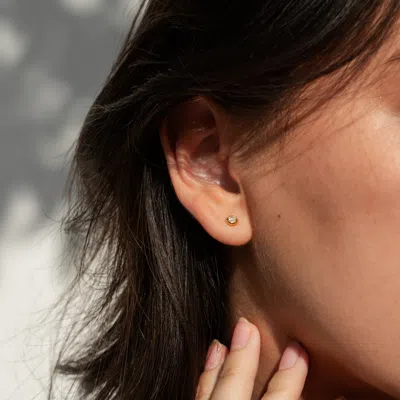Dower & Hall 3mm White Sapphire Dewdrop Studs In Gold