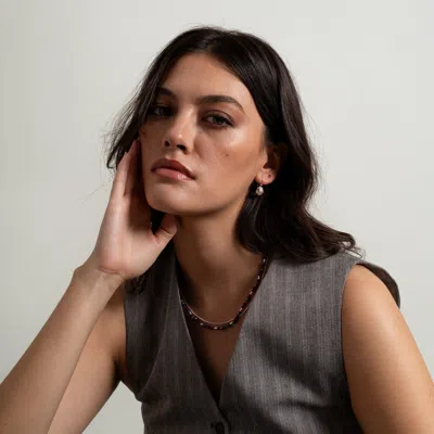 Dower & Hall Hammered Disc & Ruby  Array Earrings In Metallic