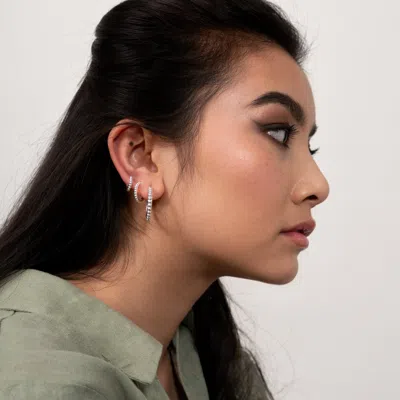 Dower & Hall Medium Dotty Huggie Hoops In Metallic