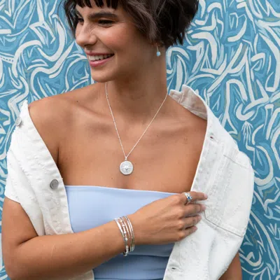 Dower & Hall Round White Topaz Array Bangle In Silver