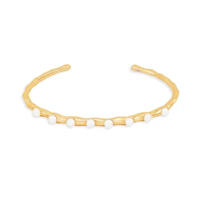 Dower & Hall Waterfall White Freshwater Pearl Bangle In Silver