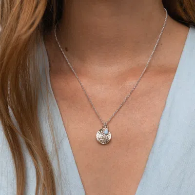 Dower & Hall Hammered Disc & Opal Array Pendant In Metallic