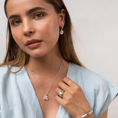 Dower & Hall Hammered Disc & Opal Array Pendant In Metallic