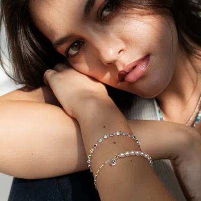 Dower & Hall Array Gemstone Line Bracelet In Silver