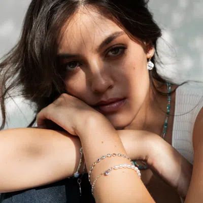 Dower & Hall Array Gemstone Line Bracelet In Silver