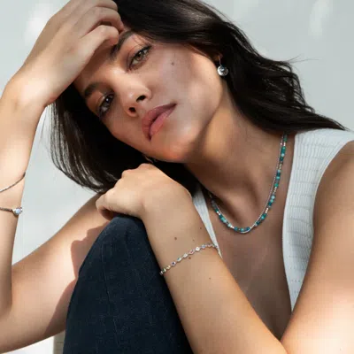 Dower & Hall Array Gemstone Line Bracelet In Silver