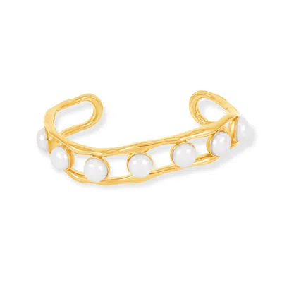 Dower & Hall Waterfall White Pearl Cuff Bangle In Metallic