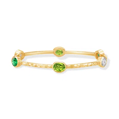 Dower & Hall Oval Green Garnet, Peridot & Topaz Array Bangle In Green