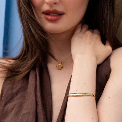 Dower & Hall Nomad Hammered Cuff Bangle In Gold