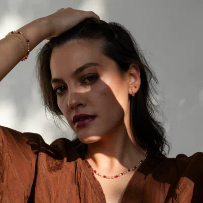 Dower & Hall Ruby Dewdrop Earrings In Gold