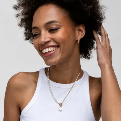 Dower & Hall Medium Timeless Pearl Huggie Earrings In Silver
