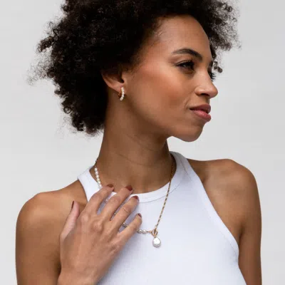 Dower & Hall Medium Timeless Pearl Huggie Earrings In Silver