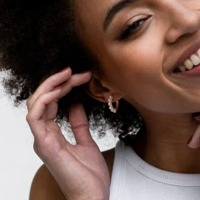 Dower & Hall Medium Timeless Pearl Huggie Earrings In Silver