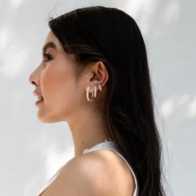 Dower & Hall Medium Timeless Pearl Huggie Earrings In Silver