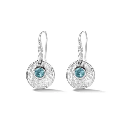 Dower & Hall Hammered Disc & Blue Topaz Array Drop Earrings In Gold