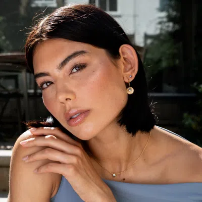 Dower & Hall Hammered Disc & Blue Topaz Array Drop Earrings In Gold