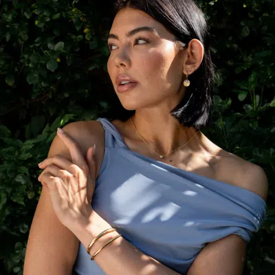 Dower & Hall Hammered Disc & Blue Topaz Array Drop Earrings In Gold