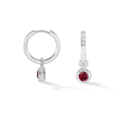 Dower & Hall Garnet Hammered Huggie Hoops In Pattern