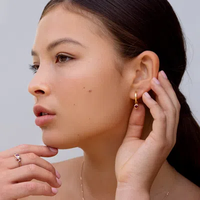 Dower & Hall Garnet Hammered Huggie Hoops In Pattern