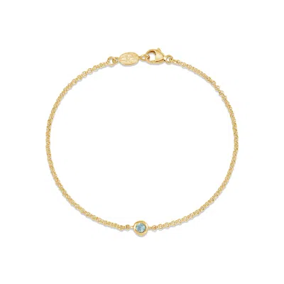 Dower & Hall Single-aquamarine Dewdrop Chain Bracelet In Gold