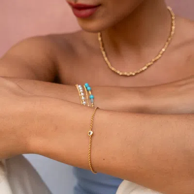 Dower & Hall Single-aquamarine Dewdrop Chain Bracelet In Gold
