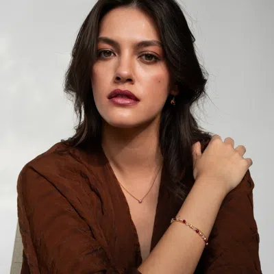 Dower & Hall Ruby Round Dewdrop Pendant In Gold