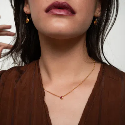 Dower & Hall Ruby Round Dewdrop Pendant In Gold