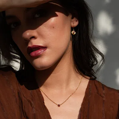 Dower & Hall Ruby Round Dewdrop Pendant In Gold