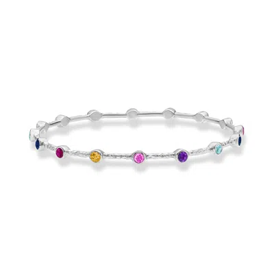 Dower & Hall Round Multi-coloured Gemstone Array Bangle In Gold