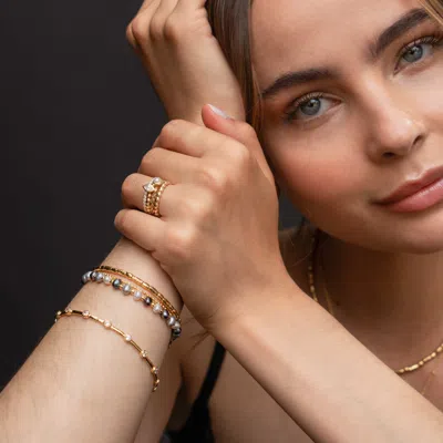 Dower & Hall Round White Topaz Array Bangle In Gold