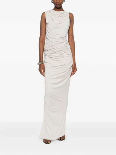 Entire Studios Ruched Drape Maxi Skirt In White
