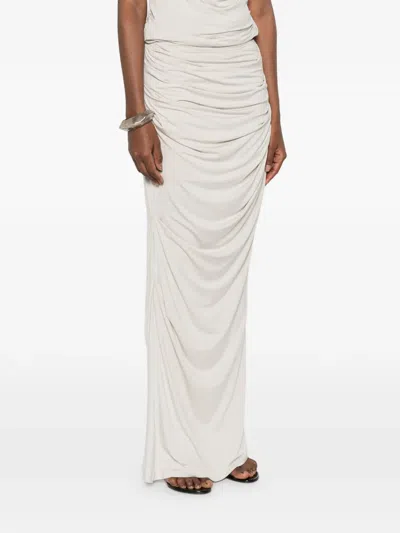 Entire Studios Ruched Drape Maxi Skirt In White