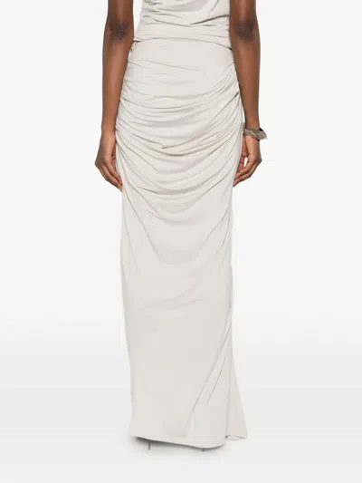 Entire Studios Ruched Drape Maxi Skirt In White