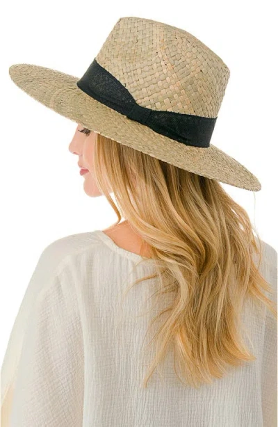 Marcus Adler Ribbon Band Straw Panama Hat In Gold