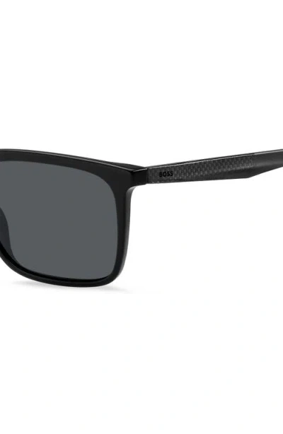 Hugo Boss Boss 57mm Rectangular Sunglasses In Black