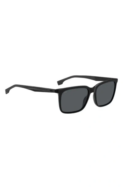 Hugo Boss Boss 57mm Rectangular Sunglasses In Black