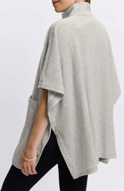 Foxcroft Aspyn Cable Stitch Snap Front Knit Cape In Gray
