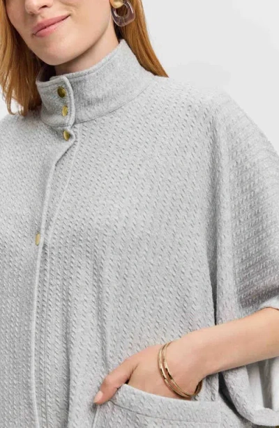 Foxcroft Aspyn Cable Stitch Snap Front Knit Cape In Gray