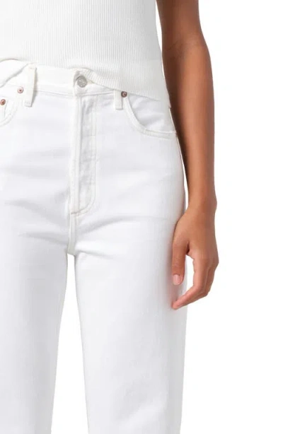 Agolde Fran High Rise Wide Leg Low Slung Cuffed Jeans In Milkshake In Animal Print