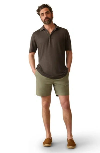 Faherty Linen Polo In Brown